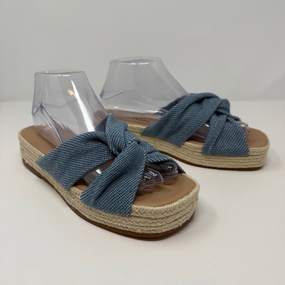 Lucky Brand Grenly Blue Fabric Twist Espadrille Slide Sandal Women's 8M NWOT - Picture 6 of 11